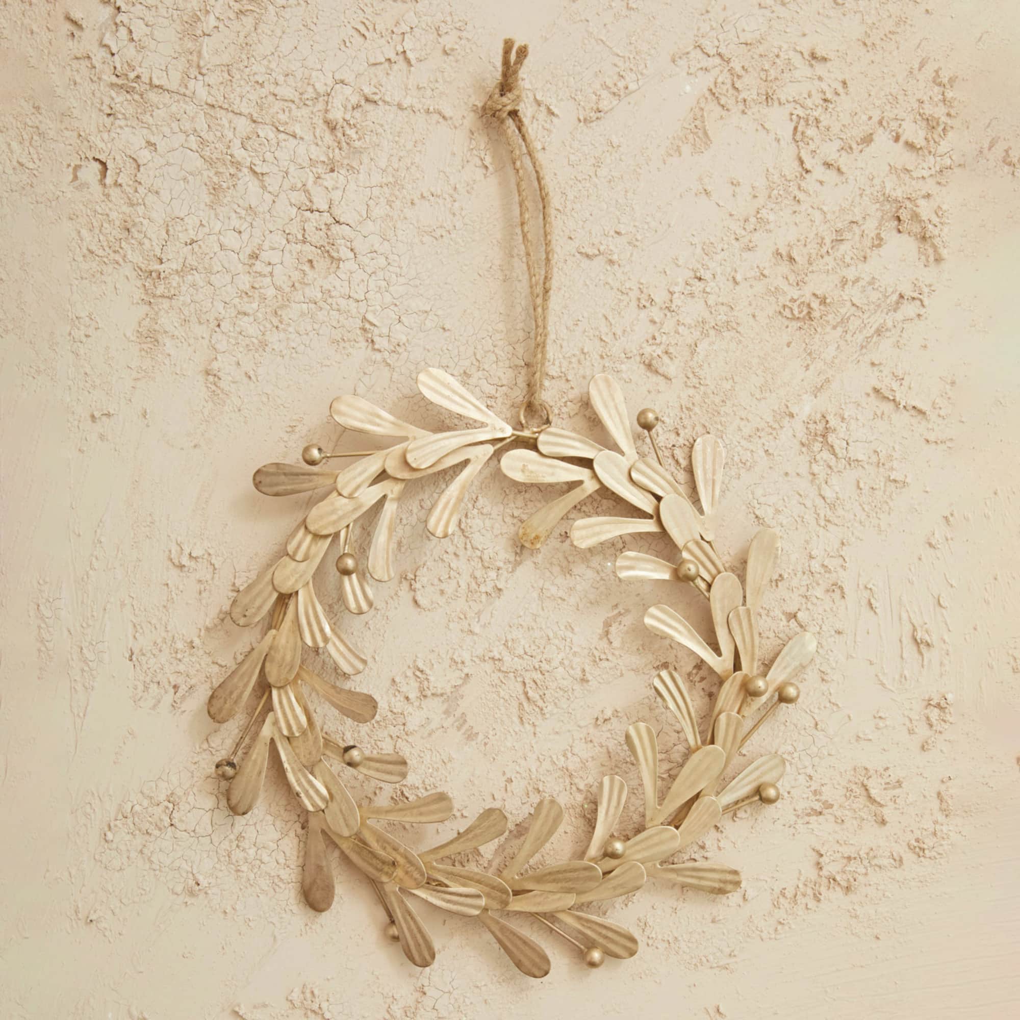 Hello Honey® 11" Distressed Pewter Metal Leaves & Berries Wreath